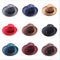 Vintage Hombre Mujer Hard Felt Hat Wide Brim Fedora Trilby Panama Hat Gangster Cap  eb-74197379